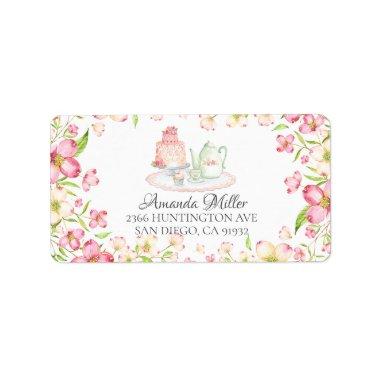 Dainty Pink Floral Bridal Tea Return Address Label