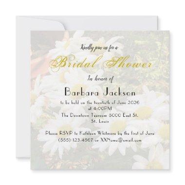 Daisies and Flowing Yellow Script Bridal Shower Invitations