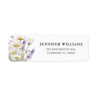 Daisies and Lavender Flowers Return Address Labels