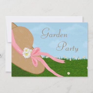 Daisies Straw Hat Garden Bridal Shower Invitations
