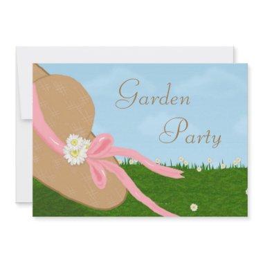 Daisies Straw Hat Garden Bridal Shower Invitations