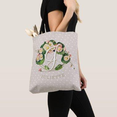 Daisies Wreath with Monogram & Name to Personalize Tote Bag
