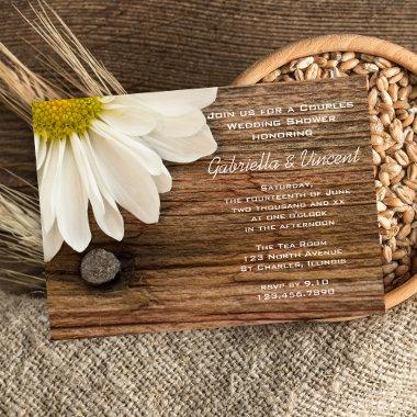 Daisy and Barn Wood Country Couples Wedding Shower Invitations