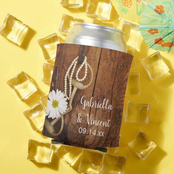 Daisy and Horse Bit Country Western Wedding Favor Can Cooler