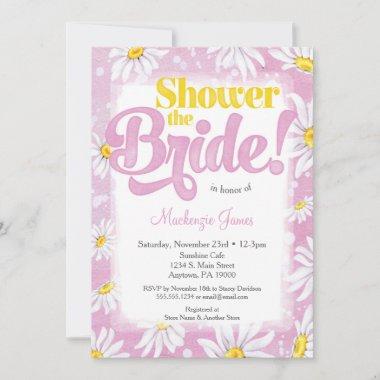 Daisy Bridal Shower Invitations Pink Yellow Floral
