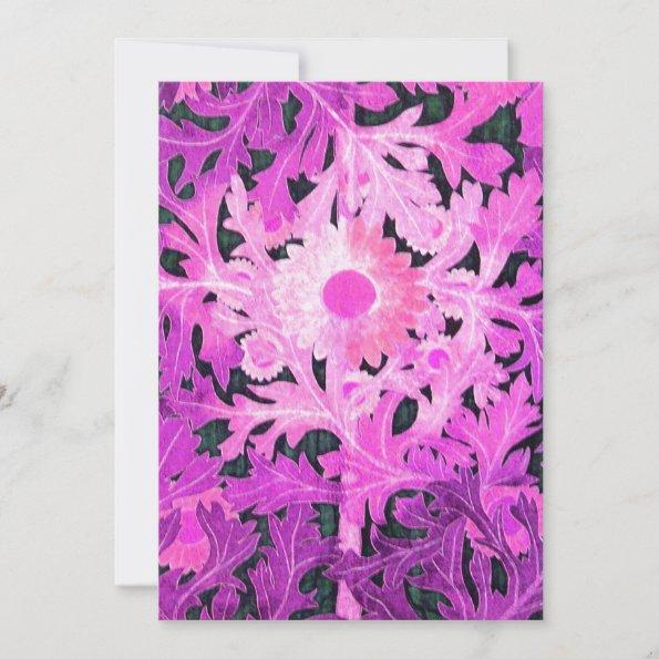 DAISY, pink black white Flowers and Leaves Announcement