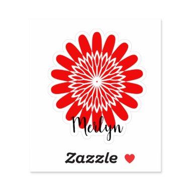 Daisy Red Flower Floral Custom Name Custom Sticker