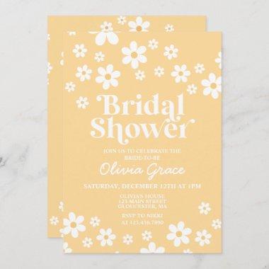 Daisy Retro yellow Floral Bridal Shower Invitations