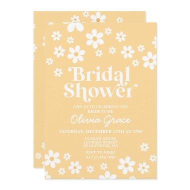 Daisy Retro yellow Floral Bridal Shower Invitations