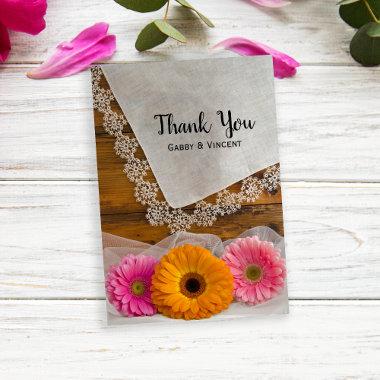 Daisy Trio and Lace Barn Wedding Thank You Notes