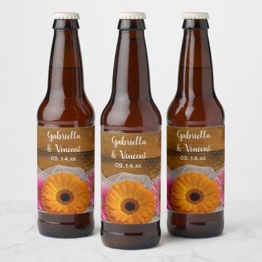 Daisy Trio Country Wedding Beer Bottle Label