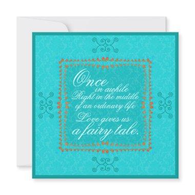 Damask Aqua Blue Romance Wedding Invitations