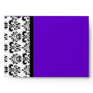 DAMASK ,black and white purple blue Envelope