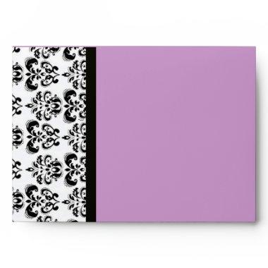 DAMASK ,black and white purple violet Envelope
