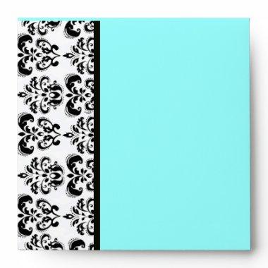 DAMASK ,black and white turquase blue Envelope