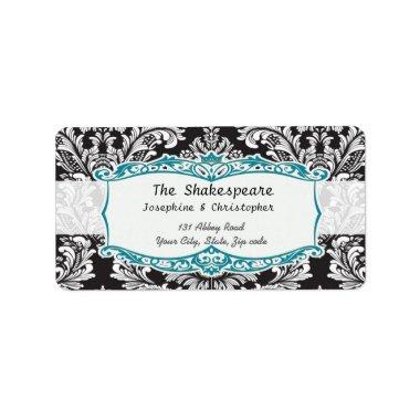 Damask black and white Wedding Label