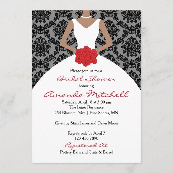Damask Bride Bridal Shower Invitations ? Dark Skin