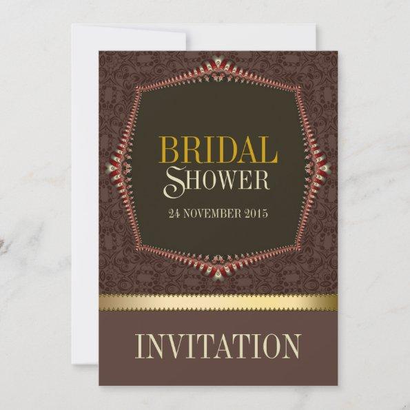 Damask Chocolate Bridal Shower Invitations
