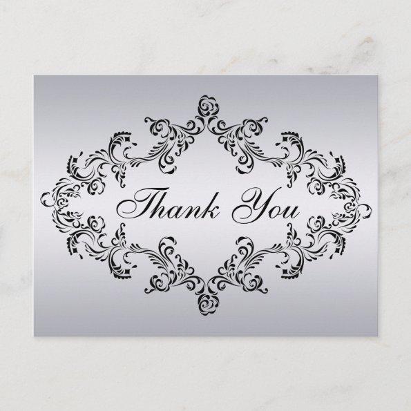 Damask decorated silver Thank You Invitations Post Invitations