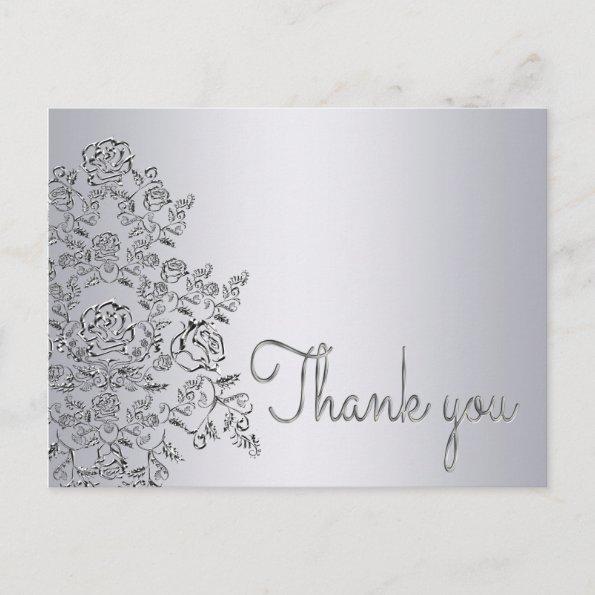 Damask decorated silver Thank You Invitations PostInvitations