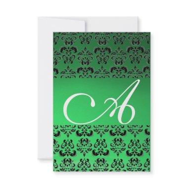 DAMASK GEM MONOGRAM green rsvp ice Invitations