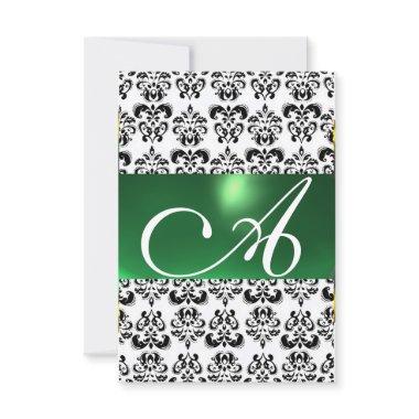 DAMASK GEM MONOGRAM green white rsvp