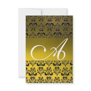 DAMASK GEM MONOGRAM yellow white rsvp ice Invitations