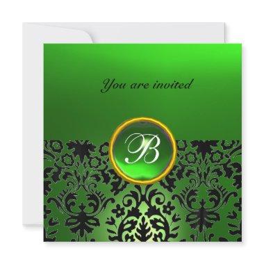 DAMASK GEM STONE MONOGRAM emerald green