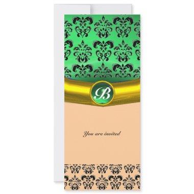 DAMASK GEM STONE MONOGRAM green