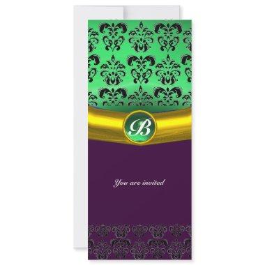 DAMASK GEM STONE MONOGRAM green