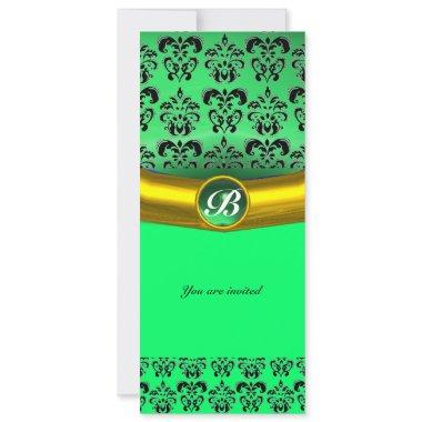 DAMASK GEM STONE MONOGRAM green