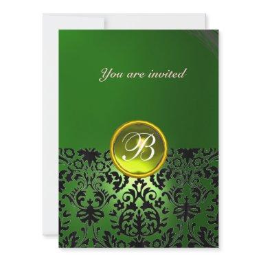 DAMASK GEM STONE MONOGRAM green yellow