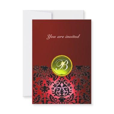 DAMASK GEM STONE MONOGRAM red yellow rsvp