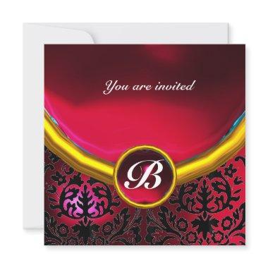 DAMASK GEM STONE MONOGRAM ruby red burgundy
