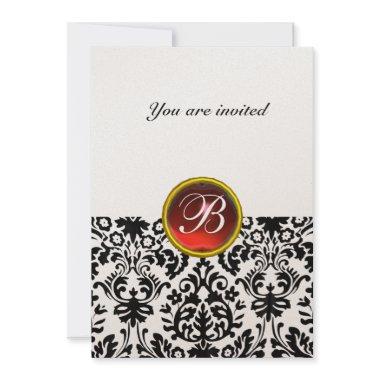 DAMASK GEM STONE MONOGRAM ruby red gold