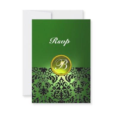 DAMASK GEM STONE MONOGRAM Yellow Green Rsvp