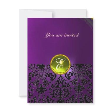 DAMASK GEM STONE MONOGRAM yellow purple