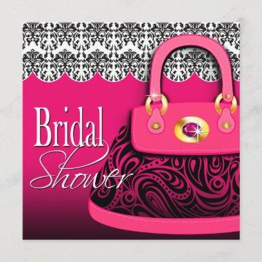 Damask Handbag Paisley Purse Bridal Shower Invitations