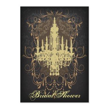 Damask Lime Chandelier vintage bridal shower Invitations