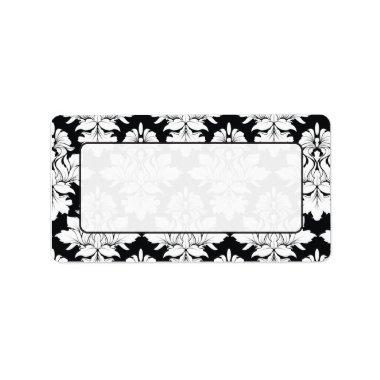 Damask Mailing Labels Black White