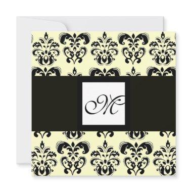 DAMASK MONOGRAM,black and white,cream