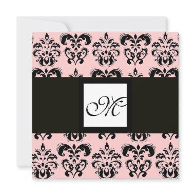 DAMASK MONOGRAM,black and white,pink