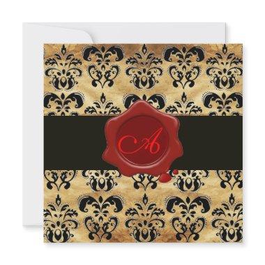 DAMASK PARCHMENT WAX SEAL MONOGRAM,black and brown