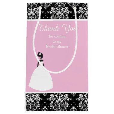 Damask Pink Bride Bridal Shower Thank You Small Gift Bag