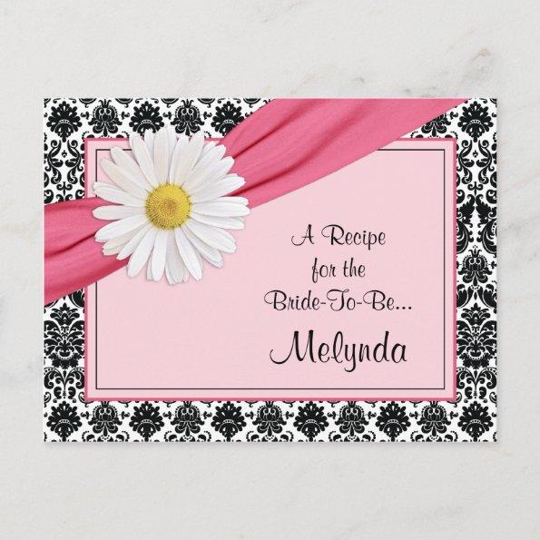 Damask Pink Daisy Recipe Invitations for the Bride