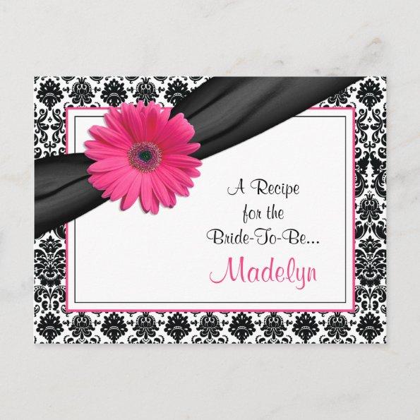 Damask Pink Gerber Daisy Recipe Invitations for the Bride