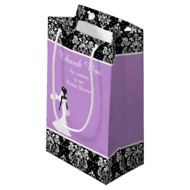 Damask Purple Bride Bridal Shower Thank You Small Gift Bag