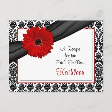 Damask Red Gerber Daisy Recipe Invitations for the Bride