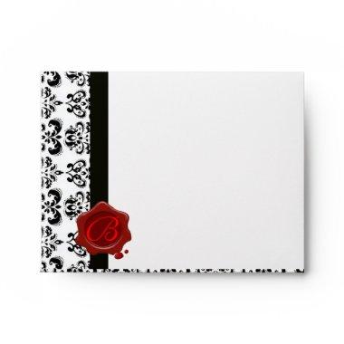 DAMASK RED WAX SEAL MONOGRAM ENVELOPE