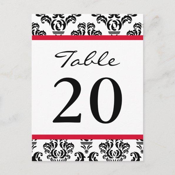 Damask Table Numbers (Black / Red / White)